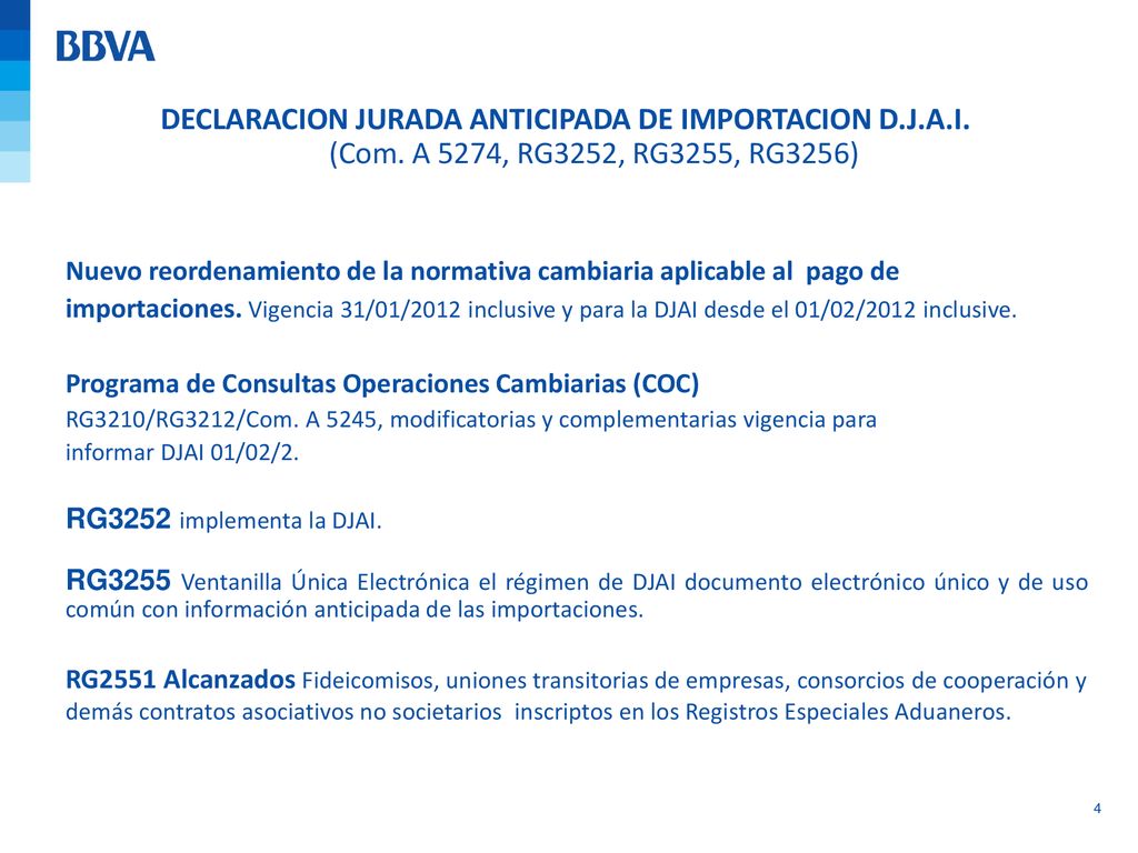 DECLARACION JURADA ANTICIPADA DE IMPORTACION D. J. A. I. (Com