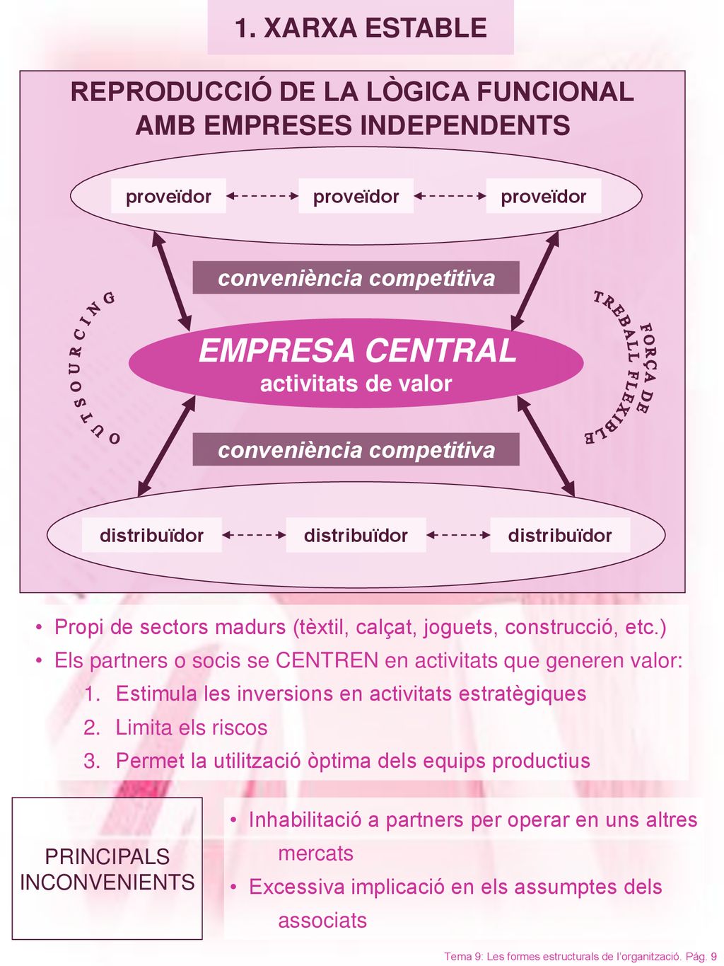 EMPRESA CENTRAL 1. XARXA ESTABLE REPRODUCCIÓ DE LA LÒGICA FUNCIONAL