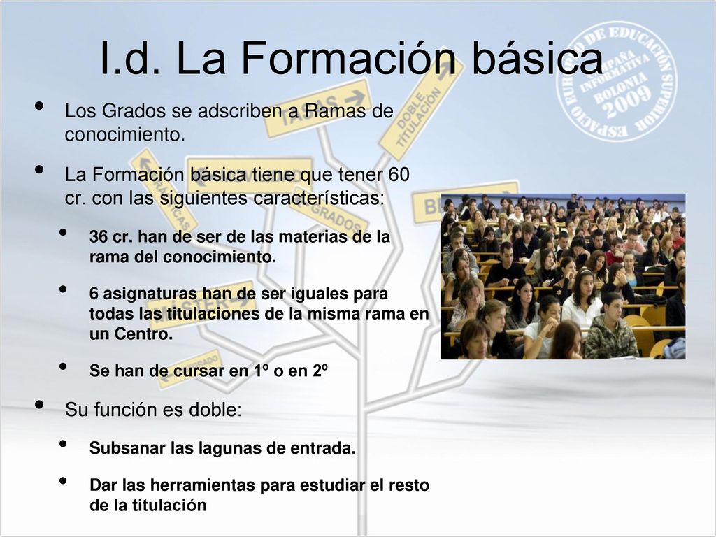 I.d. La Formación básica Los Grados se adscriben a Ramas de conocimiento.