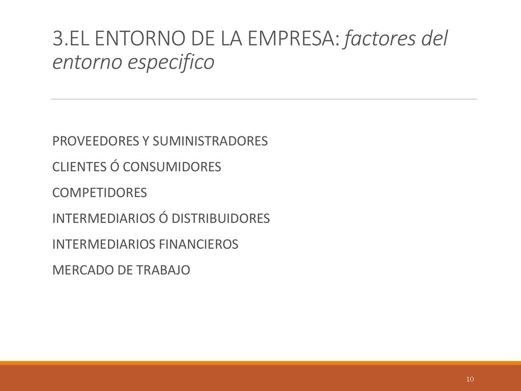 3.EL ENTORNO DE LA EMPRESA: factores del entorno especifico