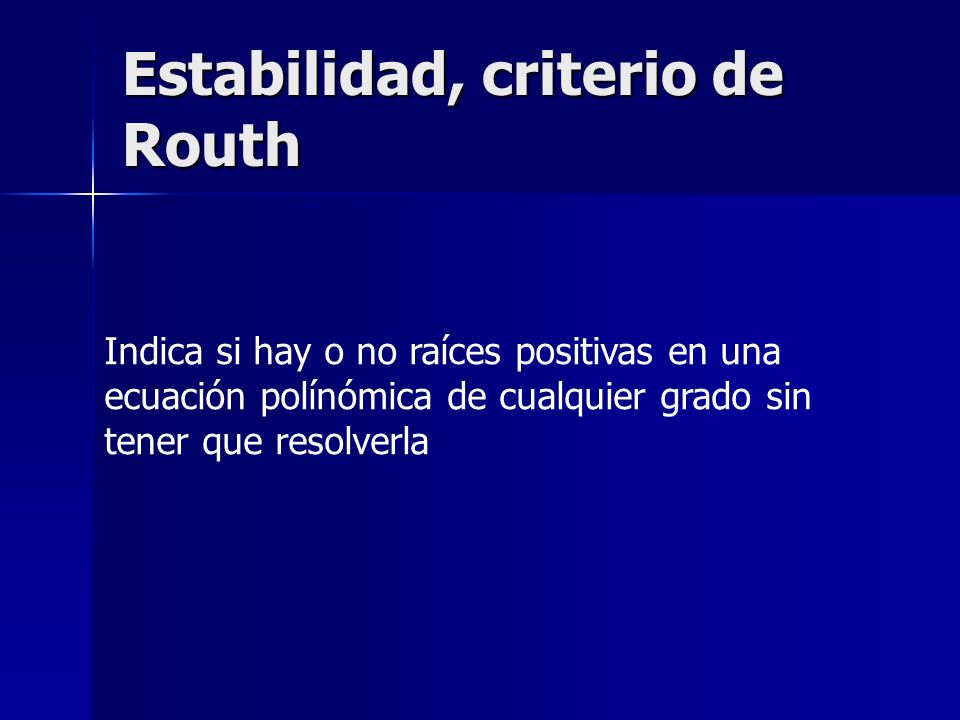Estabilidad, criterio de Routh