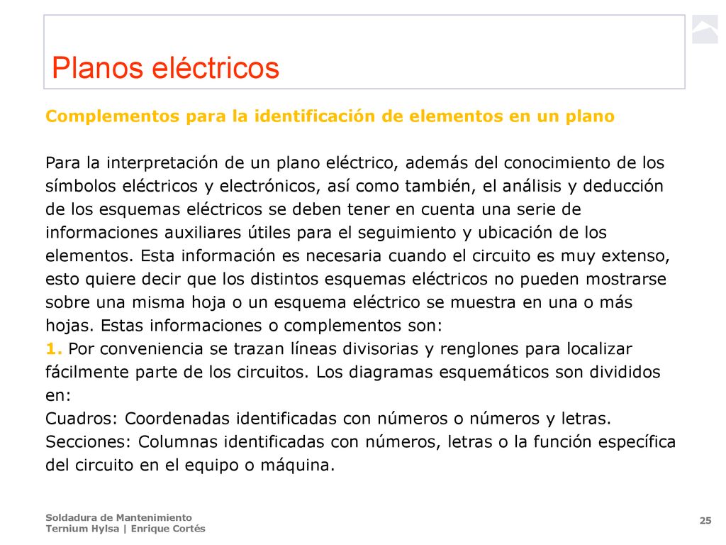 Planos eléctricos Complementos para la identificación de elementos en un plano.