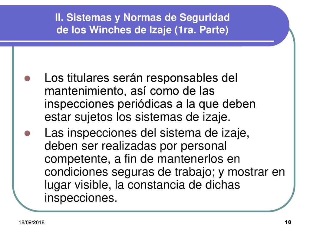 II. Sistemas y Normas de Seguridad de los Winches de Izaje (1ra. Parte)
