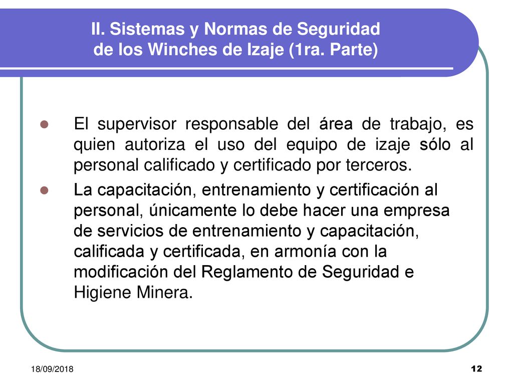 II. Sistemas y Normas de Seguridad de los Winches de Izaje (1ra. Parte)