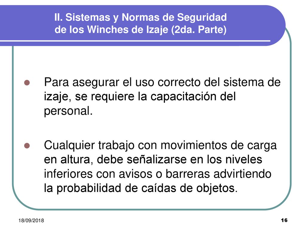 II. Sistemas y Normas de Seguridad de los Winches de Izaje (2da. Parte)