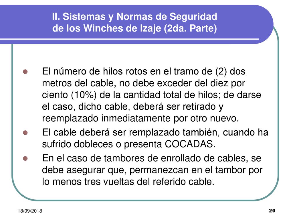 II. Sistemas y Normas de Seguridad de los Winches de Izaje (2da. Parte)