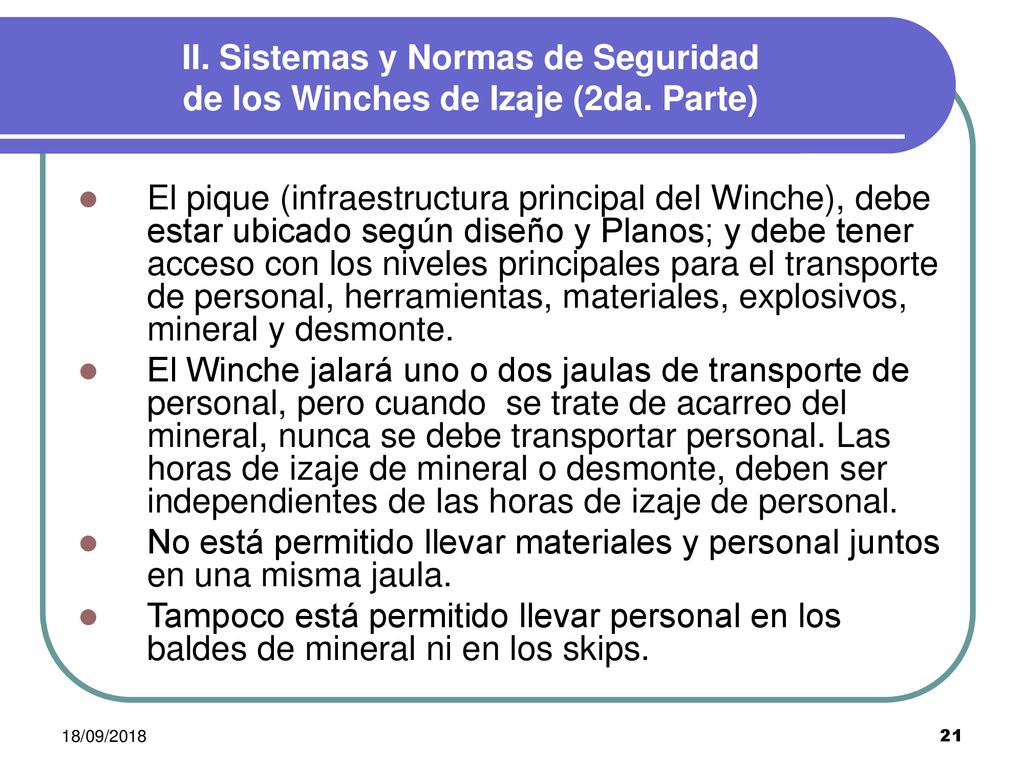 II. Sistemas y Normas de Seguridad de los Winches de Izaje (2da. Parte)