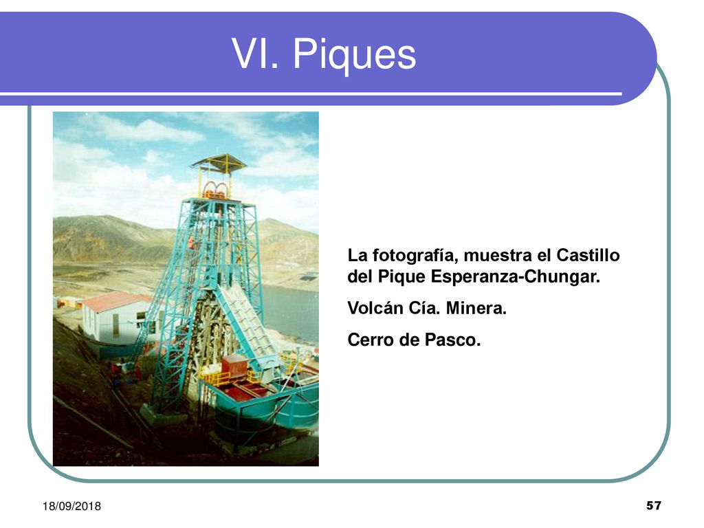 VI. Piques . La fotografía, muestra el Castillo del Pique Esperanza-Chungar. Volcán Cía. Minera. Cerro de Pasco.