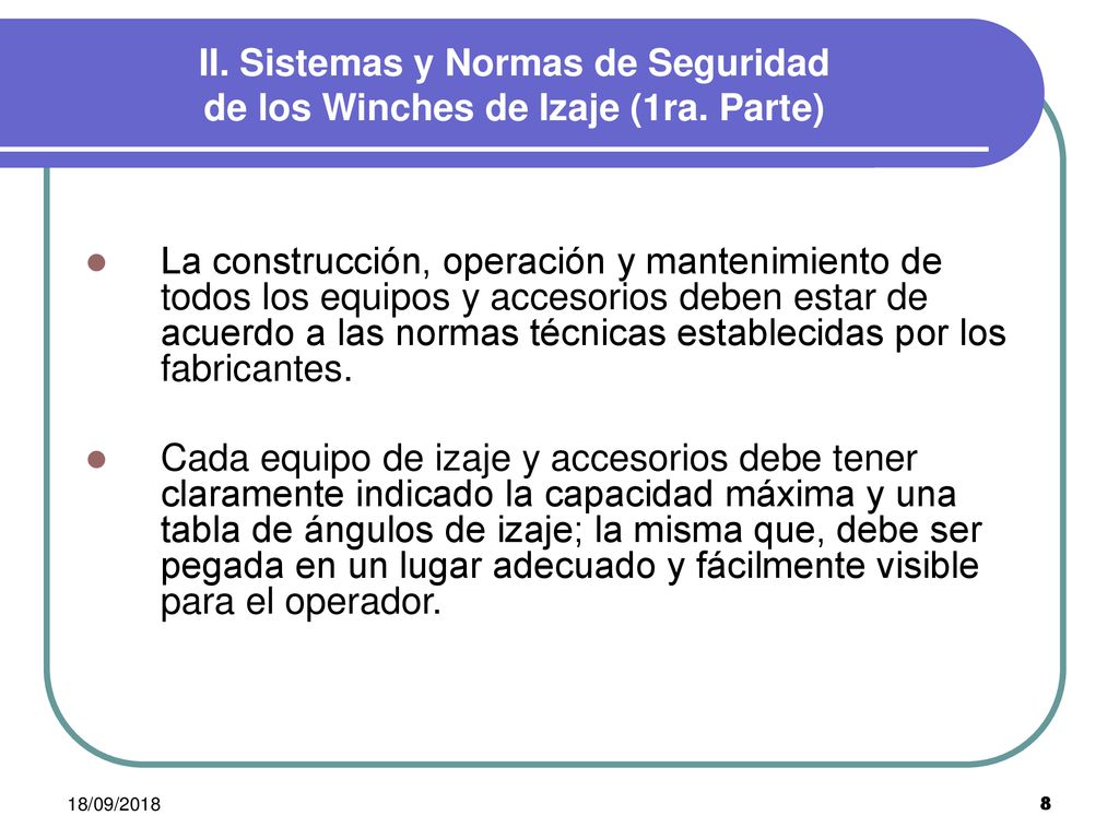 II. Sistemas y Normas de Seguridad de los Winches de Izaje (1ra. Parte)