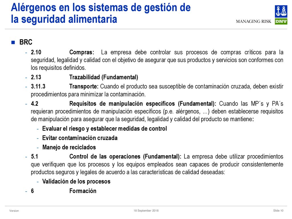 Alérgenos en los sistemas de gestión de la seguridad alimentaria