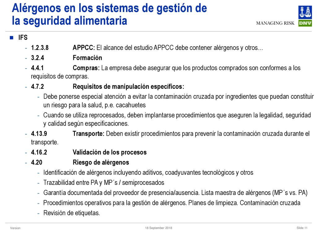 Alérgenos en los sistemas de gestión de la seguridad alimentaria