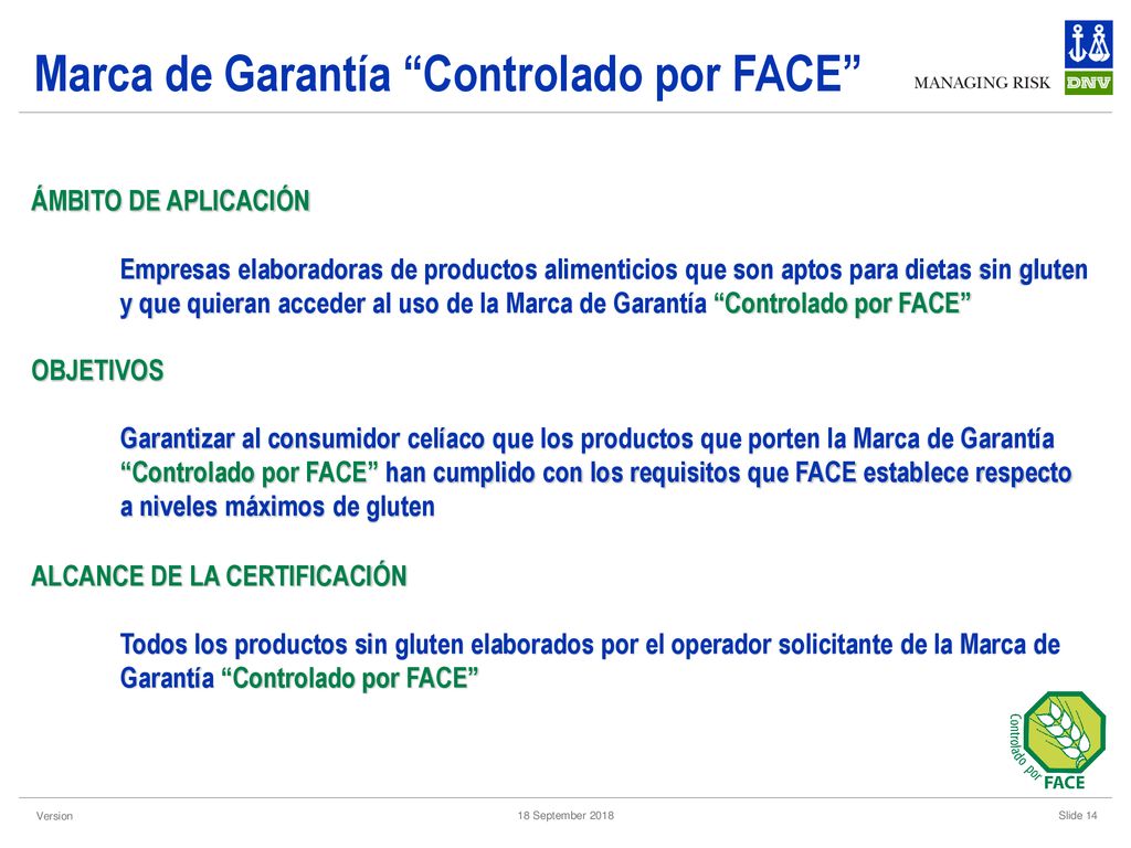 Marca de Garantía Controlado por FACE
