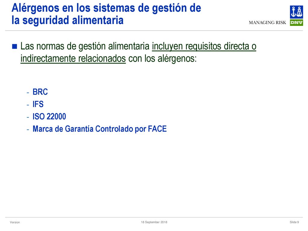 Alérgenos en los sistemas de gestión de la seguridad alimentaria