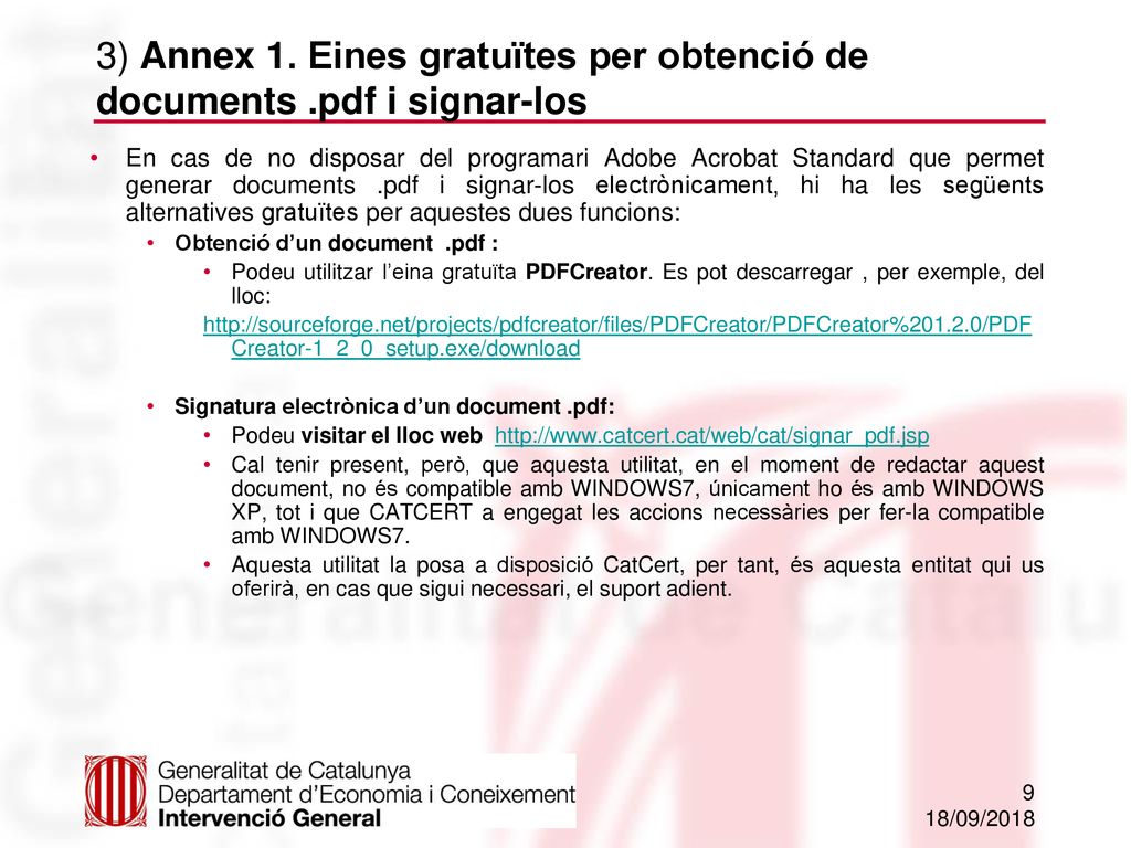 3) Annex 1. Eines gratuïtes per obtenció de documents .pdf i signar-los