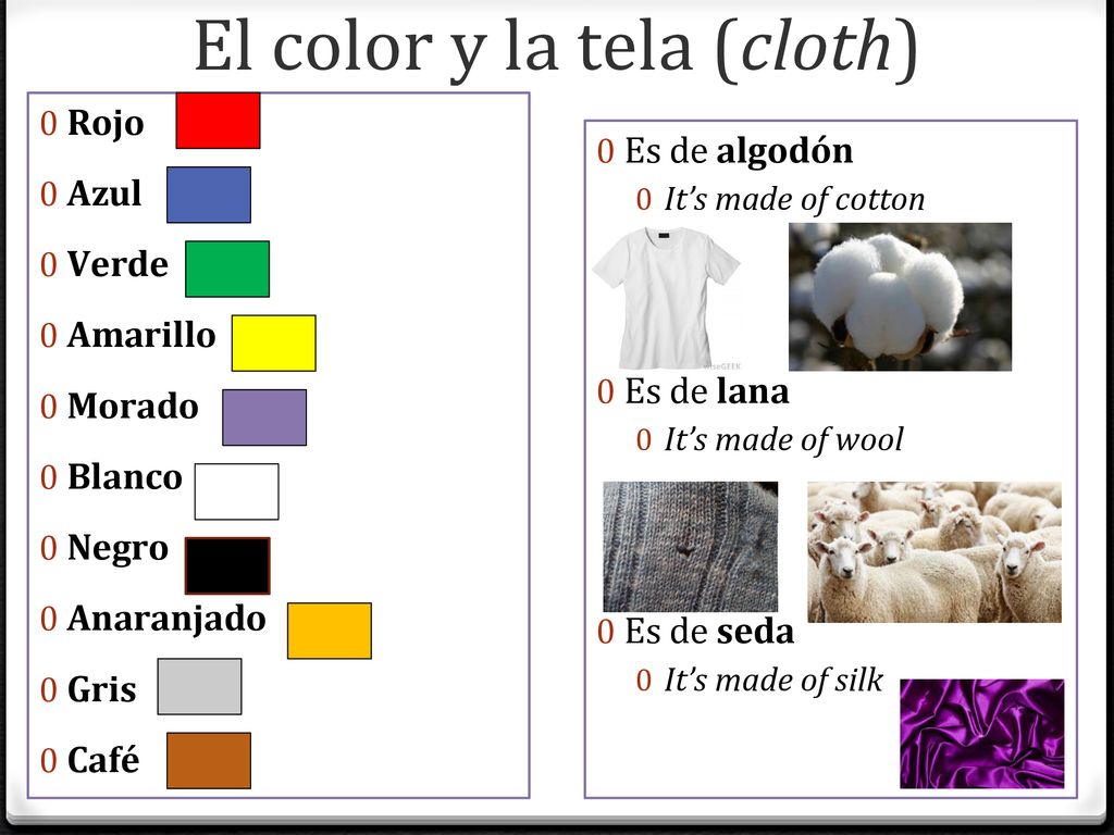 El color y la tela (cloth)