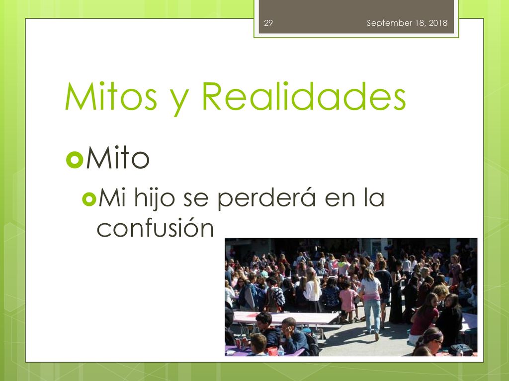 Mitos y Realidades Mito Mi hijo se perderá en la confusión
