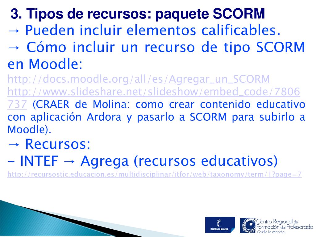 3. Tipos de recursos: paquete SCORM