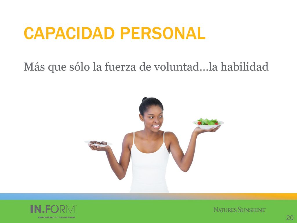 CAPACIDAD PERSONAL Más que sólo la fuerza de voluntad…la habilidad 20