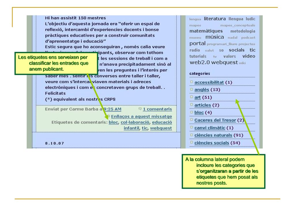 Les etiquetes ens serveixen per classificar les entrades que anem publicant.