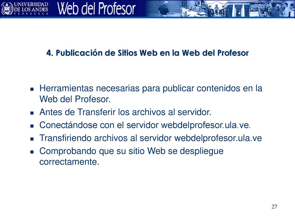 4. Publicación de Sitios Web en la Web del Profesor