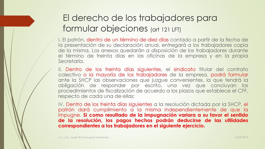 El derecho de los trabajadores para formular objeciones (art 121 LFT)