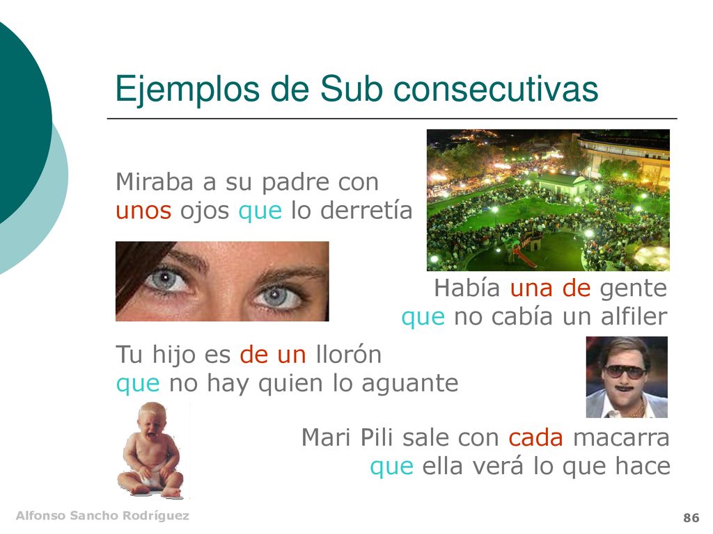 Ejemplos de Sub consecutivas
