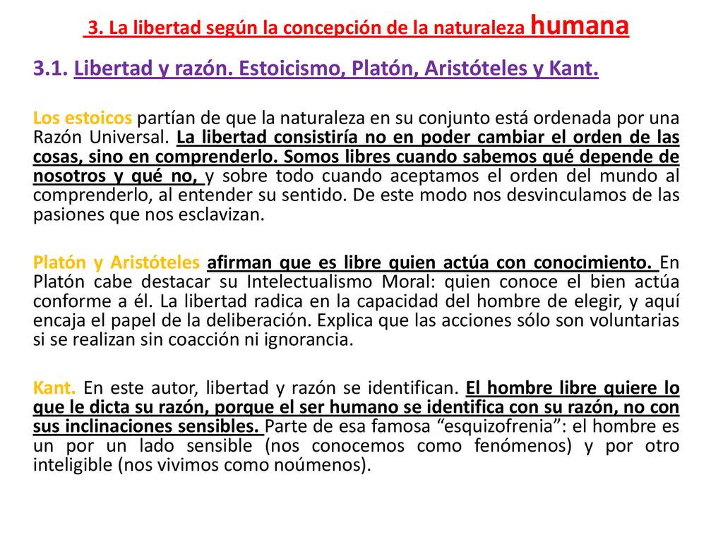 3. La libertad según la concepción de la naturaleza humana