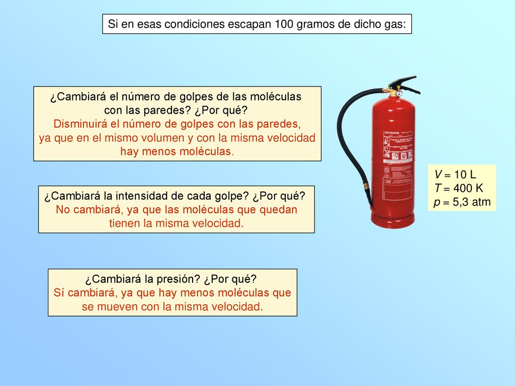 Si en esas condiciones escapan 100 gramos de dicho gas: