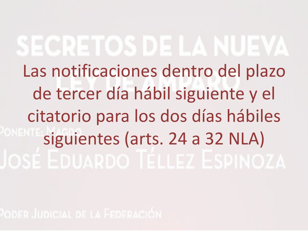 Las notificaciones dentro del plazo de tercer día hábil siguiente y el citatorio para los dos días hábiles siguientes (arts.