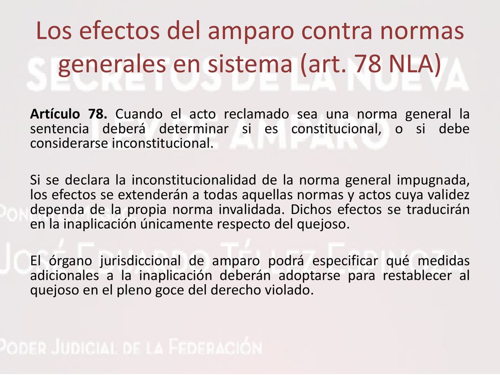 Los efectos del amparo contra normas generales en sistema (art. 78 NLA)
