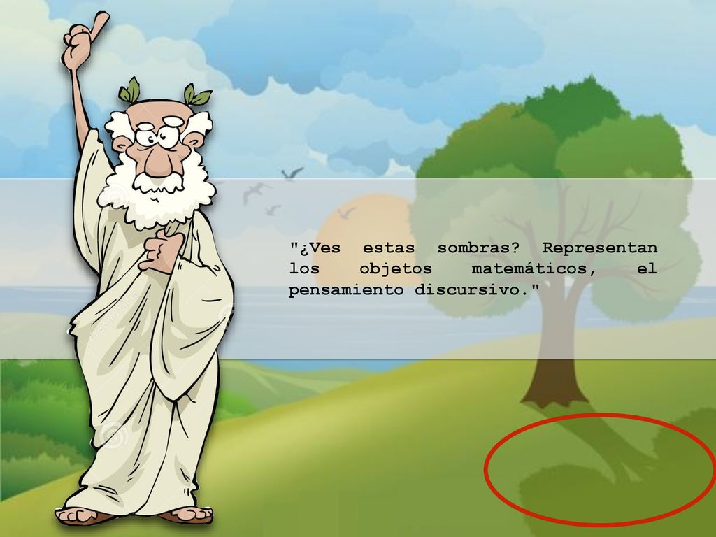 ¿Ves estas sombras Representan los objetos matemáticos, el pensamiento discursivo.