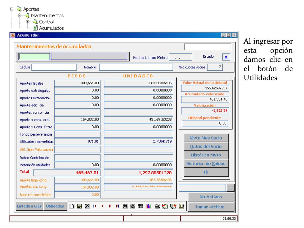 Al ingresar por esta opción damos clic en el botón de Utilidades