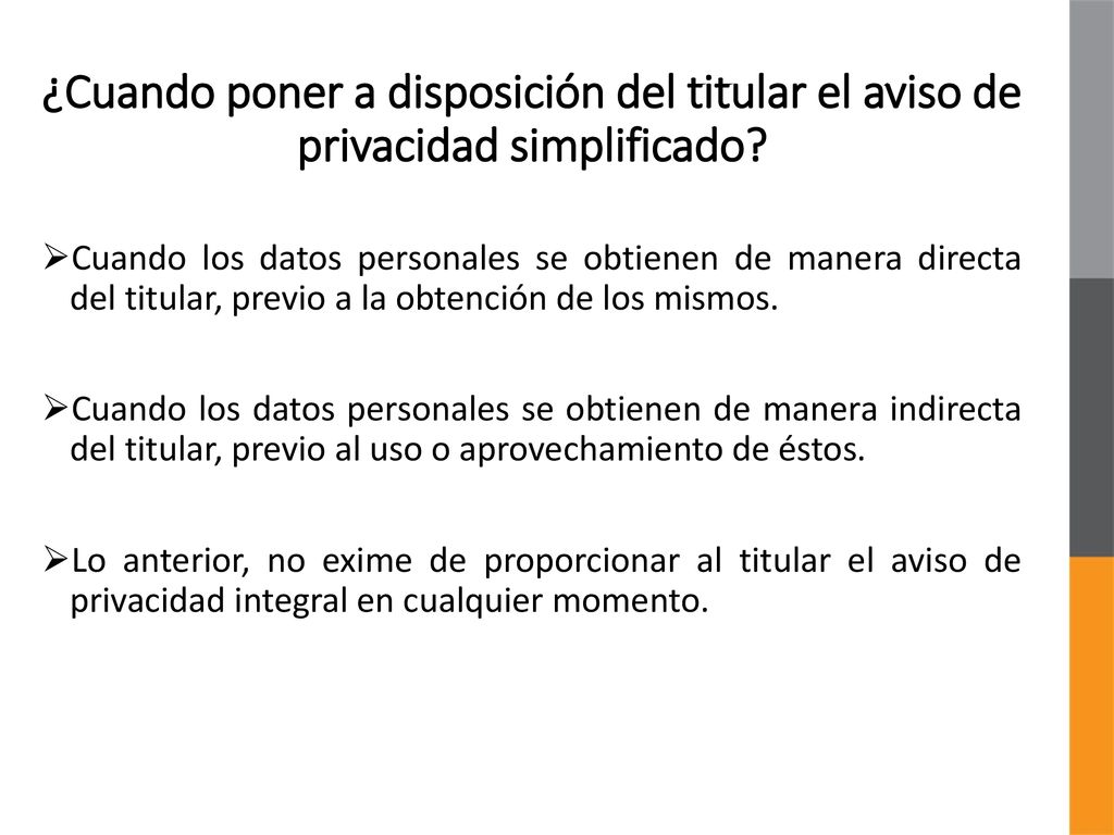 ¿Cuando poner a disposición del titular el aviso de privacidad simplificado