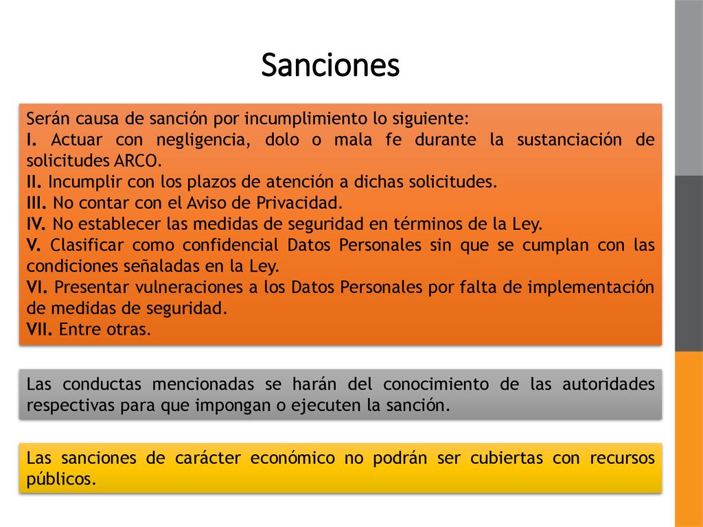 Sanciones Serán causa de sanción por incumplimiento lo siguiente: