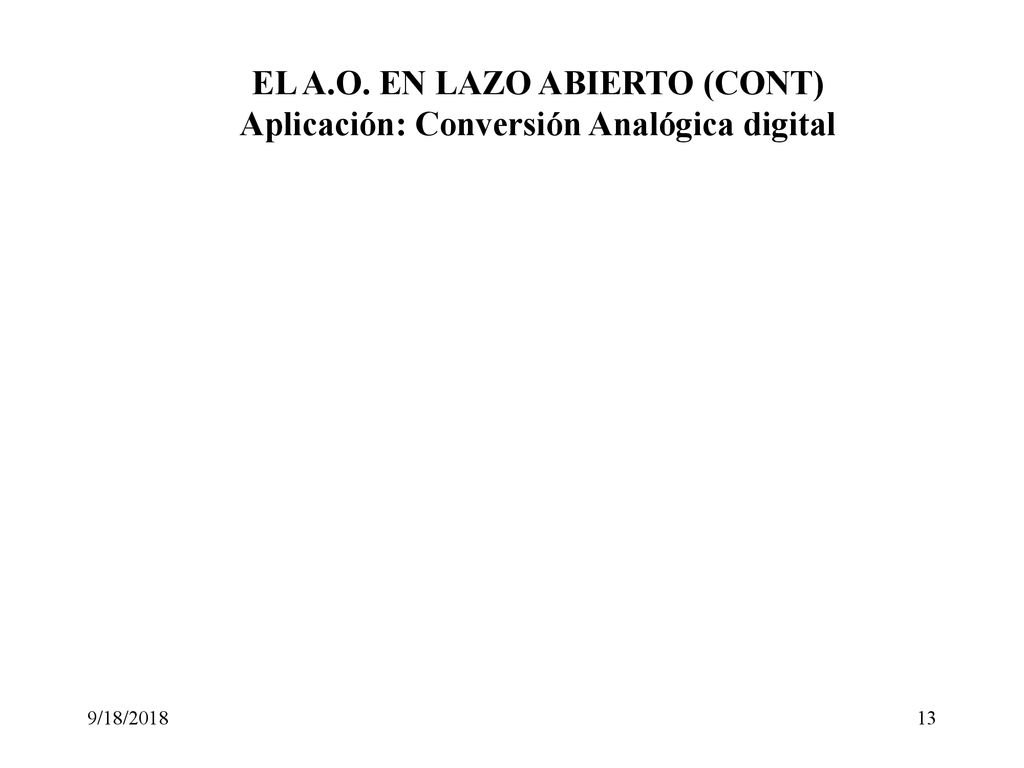 EL A.O. EN LAZO ABIERTO (CONT) Aplicación: Conversión Analógica digital