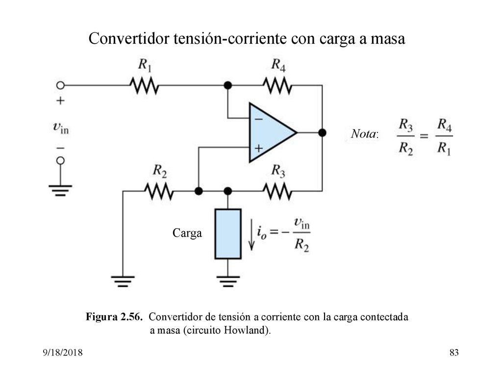 Convertidor tensión-corriente con carga a masa