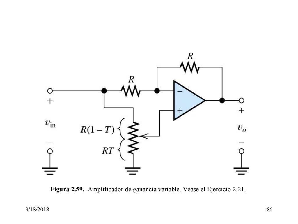 Figura Amplificador de ganancia variable. Véase el Ejercicio 2