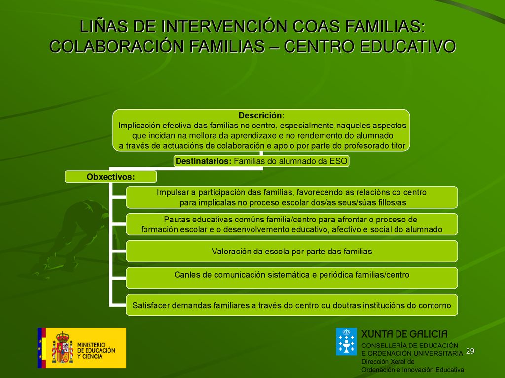 LIÑAS DE INTERVENCIÓN COAS FAMILIAS: COLABORACIÓN FAMILIAS – CENTRO EDUCATIVO