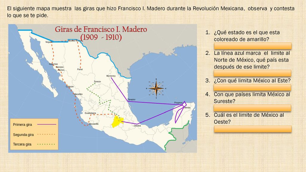 El siguiente mapa muestra las giras que hizo Francisco I