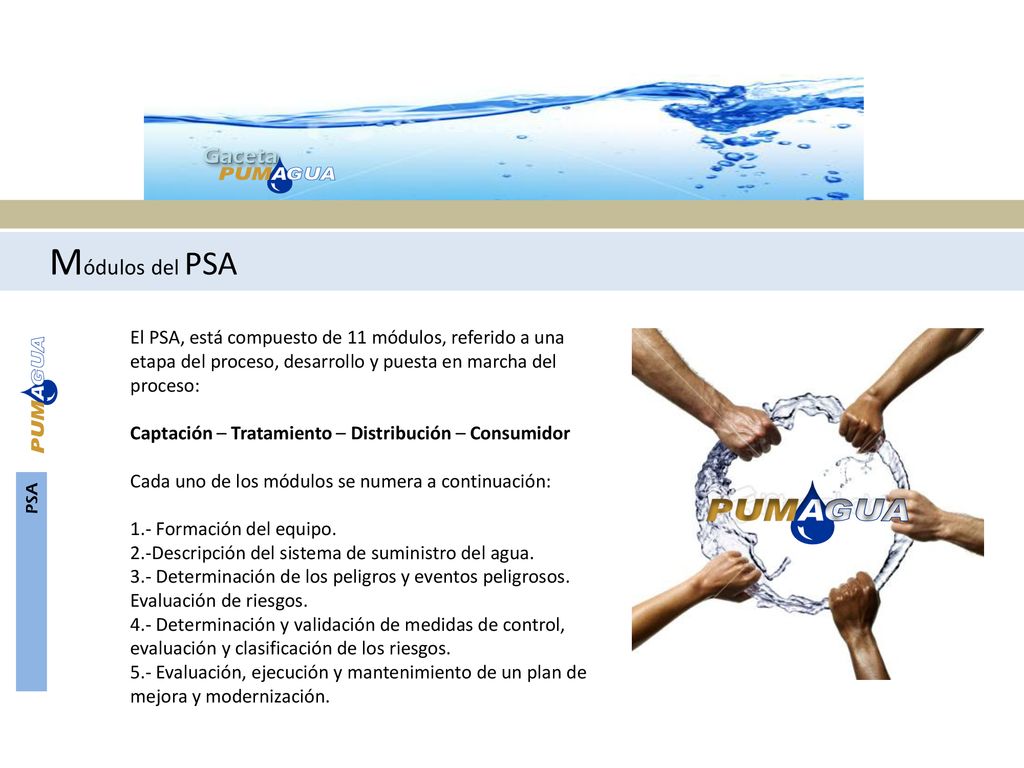 Gaceta El PSA, está compuesto de 11 módulos, referido a una