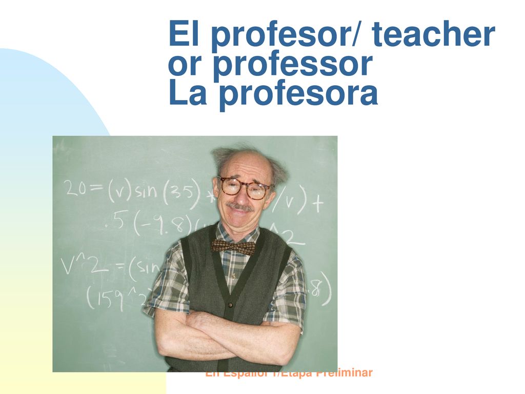El profesor/ teacher or professor La profesora