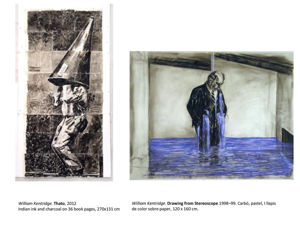 William Kentridge. Thato, 2012 Indian ink and charcoal on 36 book pages, 270x131 cm