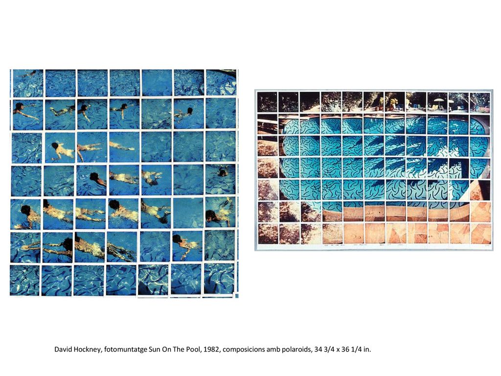 David Hockney, fotomuntatge Sun On The Pool, 1982, composicions amb polaroids, 34 3/4 x 36 1/4 in.