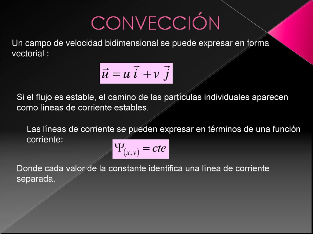 Un campo de velocidad bidimensional se puede expresar en forma vectorial :
