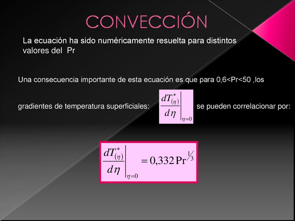 La ecuación ha sido numéricamente resuelta para distintos valores del Pr