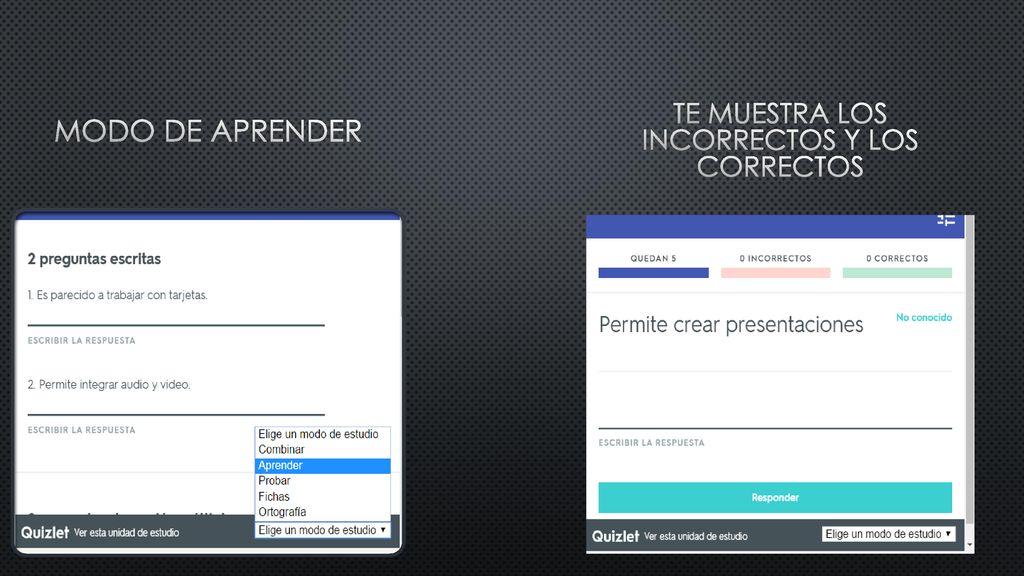 Te muestra los incorrectos y los correctos