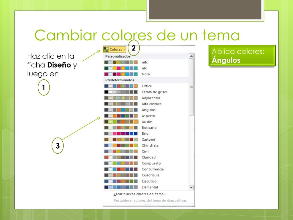 Cambiar colores de un tema