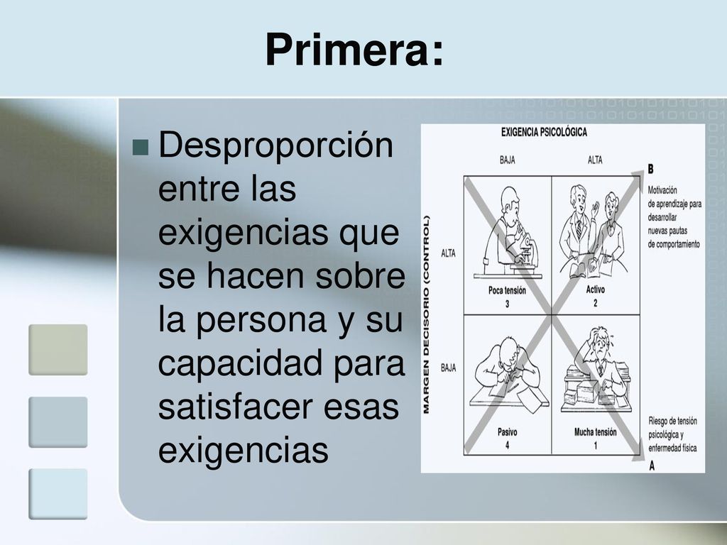 Primera: Desproporción entre las exigencias que se hacen sobre la persona y su capacidad para satisfacer esas exigencias.