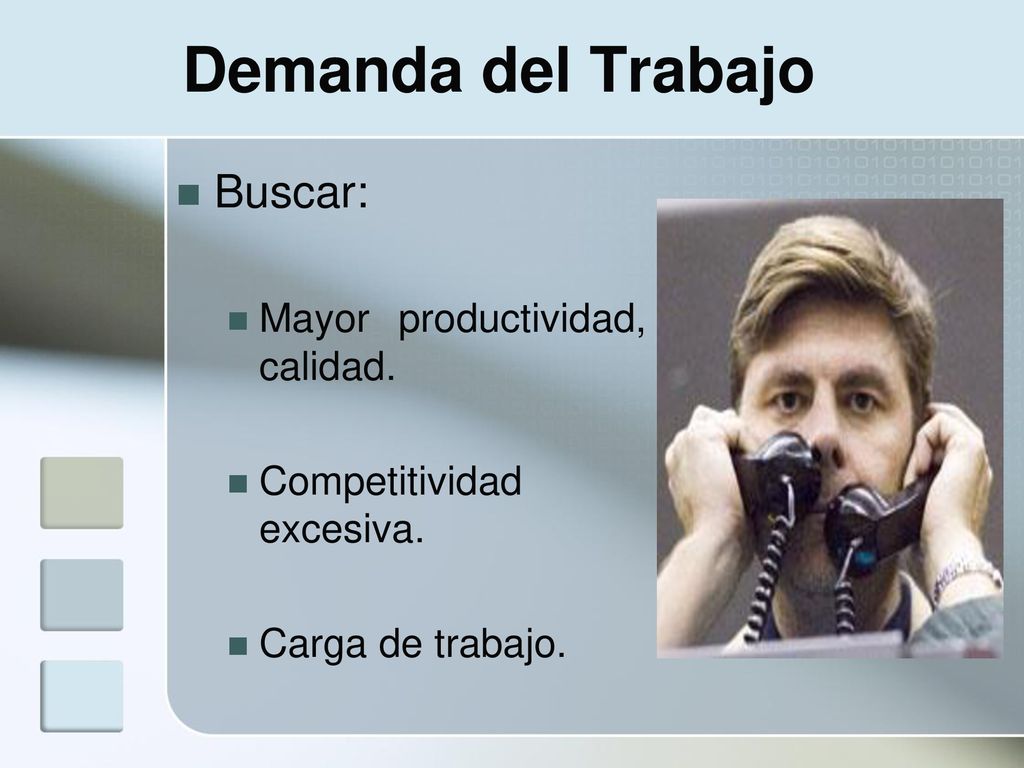 Demanda del Trabajo Buscar: Mayor productividad, calidad.