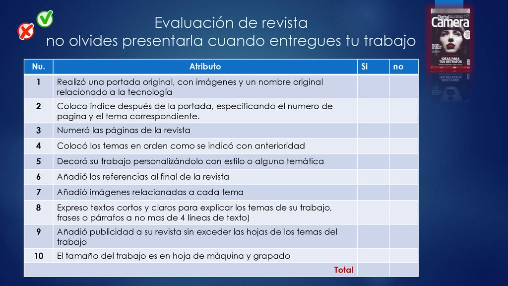 Evaluación de revista no olvides presentarla cuando entregues tu trabajo